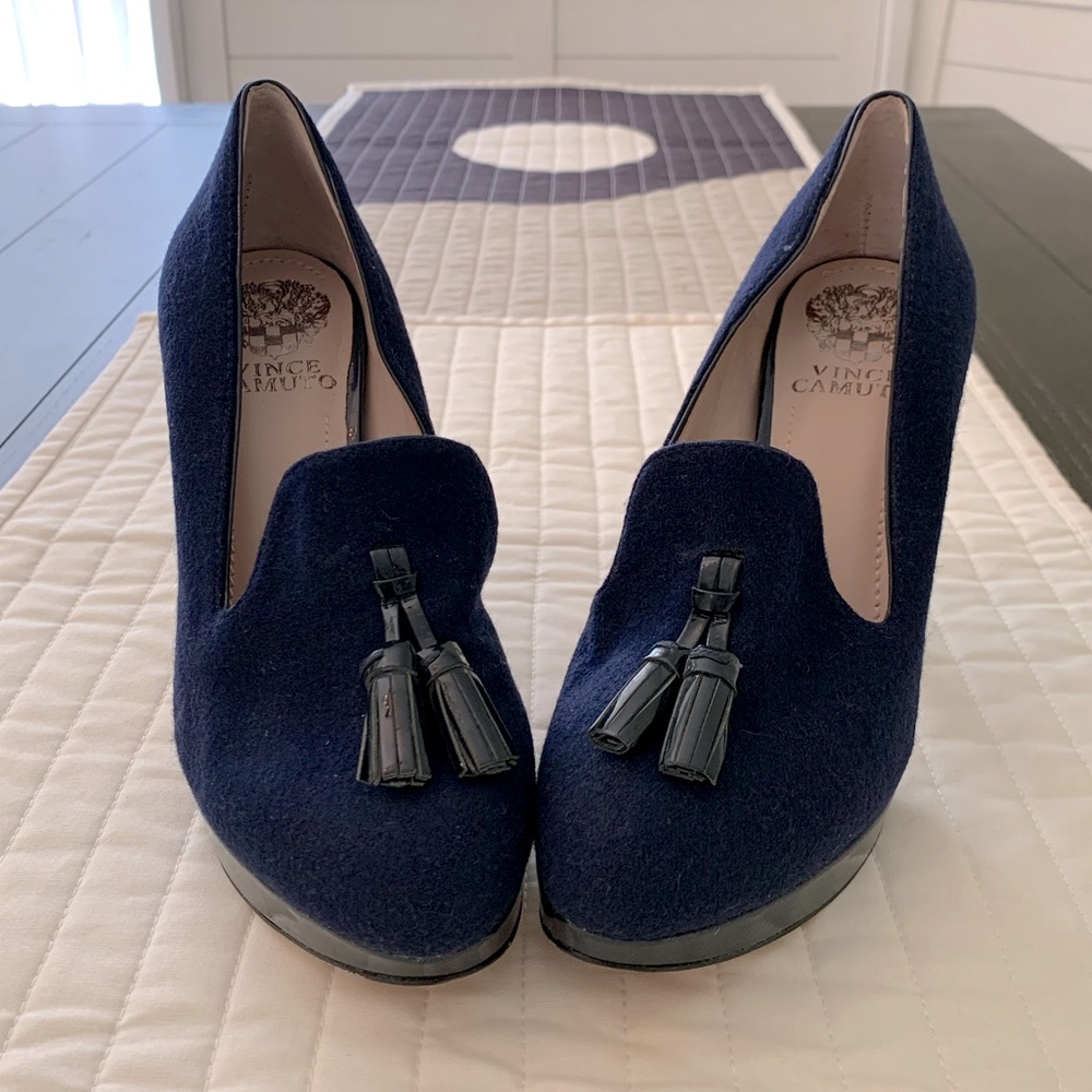 Size 7 - Vince Camuto Navy felt Pumps with black tassels